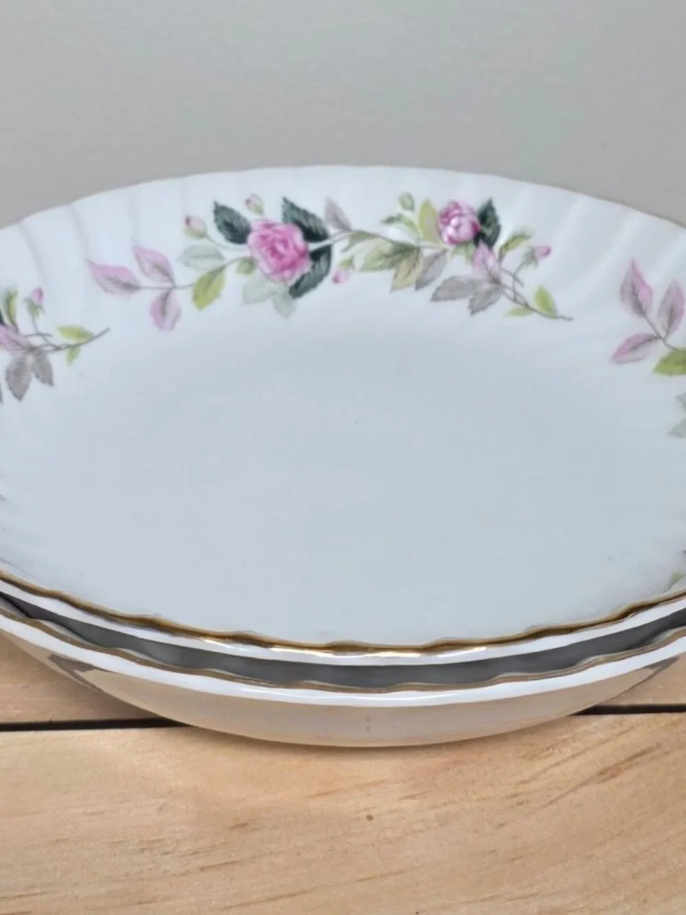 Creative Fine China Japan Pink Floral Bowls 7.5